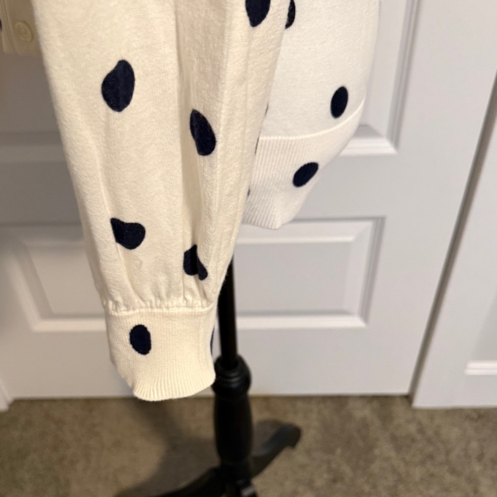 LOFT White and Black Polka Dot Cardigan - Picture 4 of 8